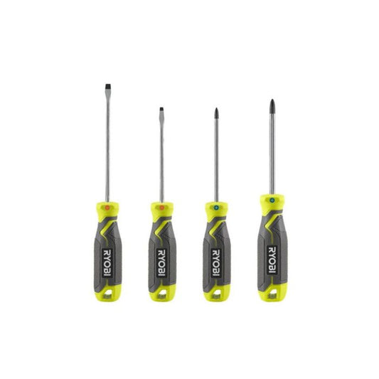 Jeu de 4 tournevis magnétiques RYOBI - RHSDS4PC - PH1 PH2 SL4 SL5,5 - poignées ergonomiques antidérapantes