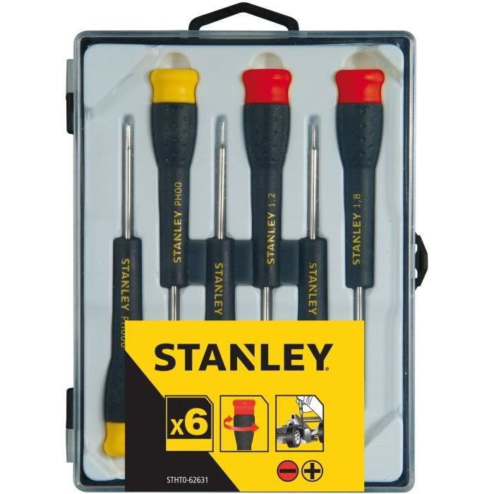 Jeu de 6 Micro Tournevis - STANLEY - STHT0-62631 - 4 Fente + 2 Phillips