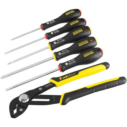 Jeu de 6 Outils - STANLEY FATMAX - FMHT0-62639 - Pince Multiprise a Verrouillage 250 mm + Tournevis Electricien