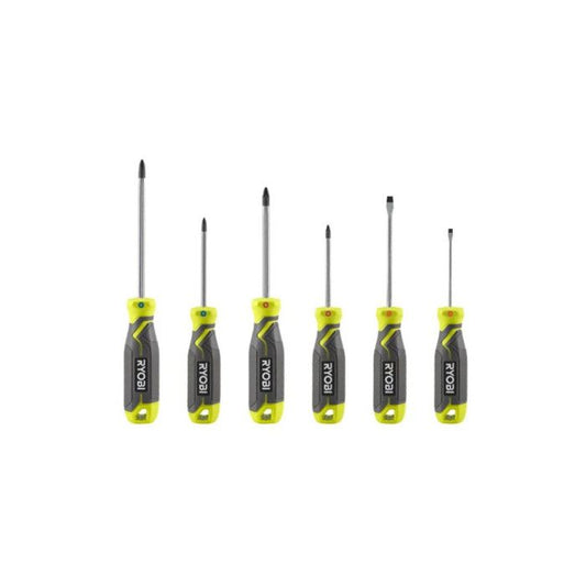 Jeu de 6 tournevis magnétiques RYOBI - RHSDS6PC - Embouts PH PZ SL - Poignées ergonomiques antidérapantes