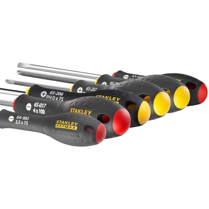 Jeu de 6 tournevis Stanley FatMax FMHT0-62626 avec poignées colorées