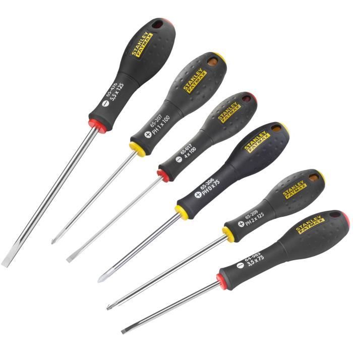 Set de six tournevis Stanley Fatmax FMHT0-62626 avec poignées noires et jaunes