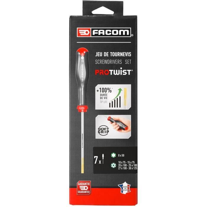 Jeu de 7 tournevis PROTWIST Torx et Resistorx - FACOM - ATXR.J7PB