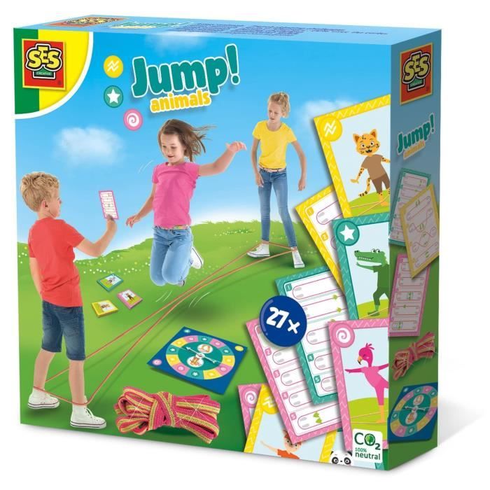 Jeu de cartes Jump! Animals - Sauts a l’élastique pour enfants de 3 ans et plus - SES CREATIVE