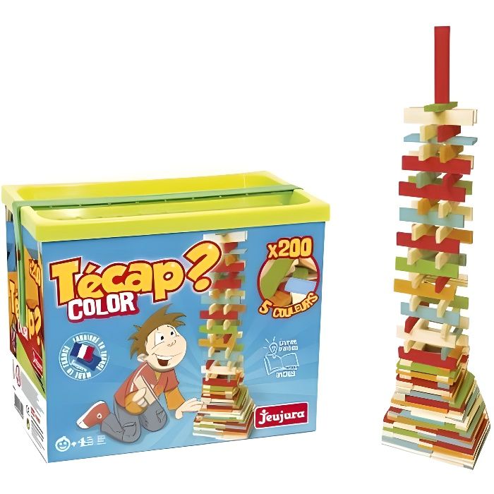 Jeu de construction en bois - JEUJURA - TECAP COLOR - 200 pieces - Mixte - A partir de 4 ans