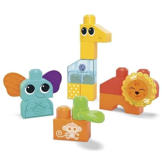 Jeu de construction SAFARI DES SENS MEGABLOKS - Girafe clochette lion billes et éléphant oreille souple