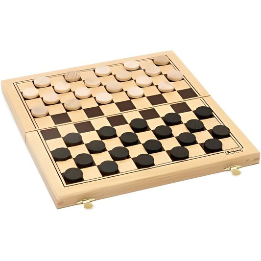 Jeu de Dames en Bois - Jeujura - 8131 - Coffret Pliant - 30x30x2cm - Fabrication Française