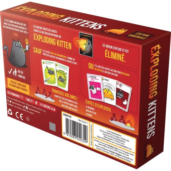 Jeu de société - ASMODEE - Exploding Kittens: Le Jeu de Base (Edition 2022) - 2 a 5 Joueurs - 15 Min