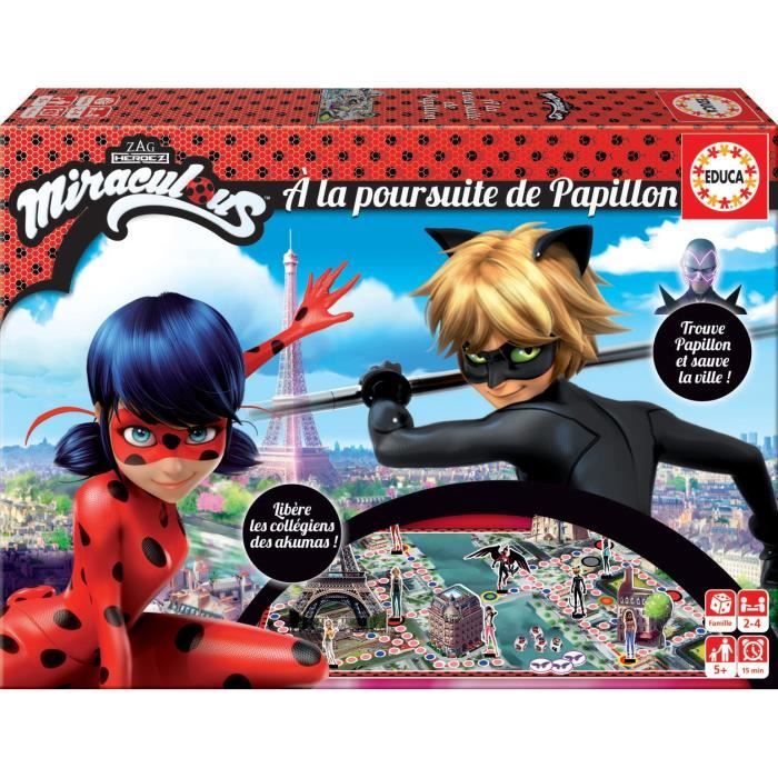 Jeu de société - EDUCA - Miraculous Ladybug: a la Poursuite de Papillon - Combat de dés pour sauver Paris