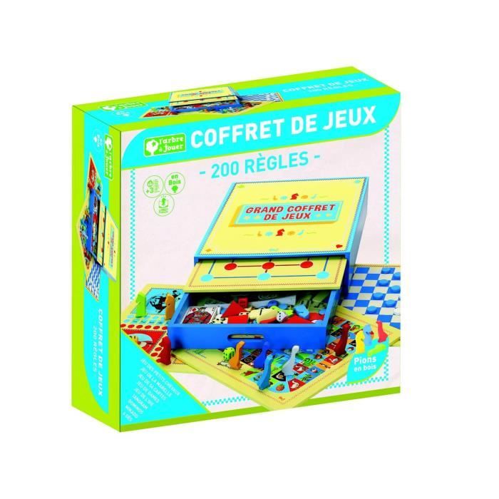 Jeu de société en bois - L’ARBRE A JOUER - Grand Coffret de Jeux - 200 Regles