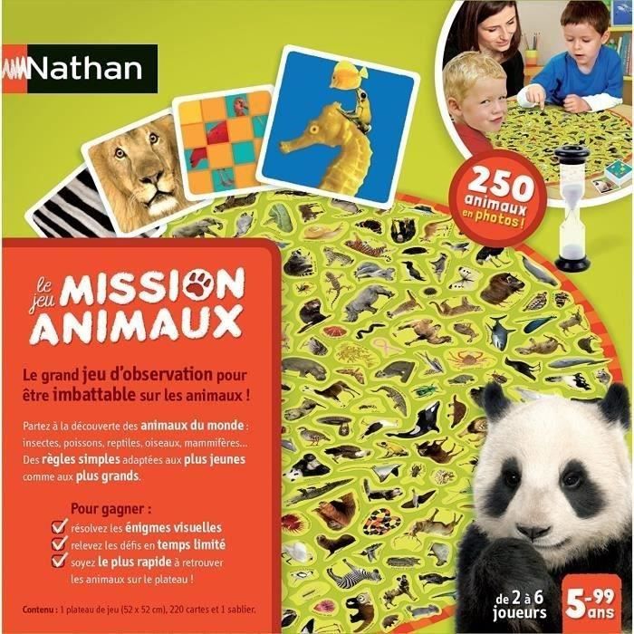 Jeu de Société - NATHAN - Mission Animaux - Observation et Rapidité - 250 Photos Réelles