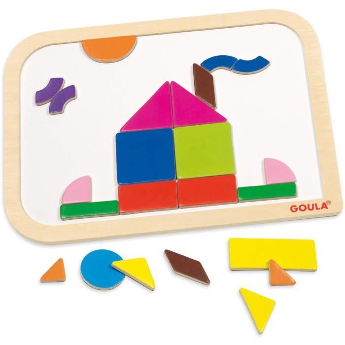 Jeu éducatif - GOULA - Coffret formes magnétiques - 12 activités avec 24 pieces en bois