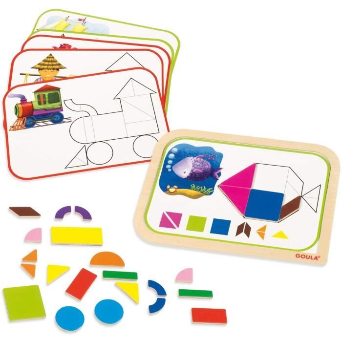 Jeu éducatif - GOULA - Coffret formes magnétiques - 12 activités avec 24 pieces en bois