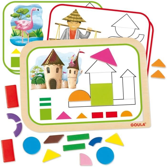 Jeu éducatif - GOULA - Coffret formes magnétiques - 12 activités avec 24 pieces en bois