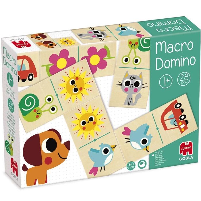 Jeu éducatif - GOULA - Macro Domino - Animaux et objets du quotidien avec grandes pieces en bois