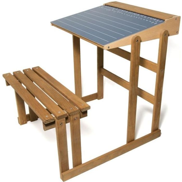 JEUJURA Bureau D’Ecolier En Bois - Teinté Chene Hauteur 60 cms