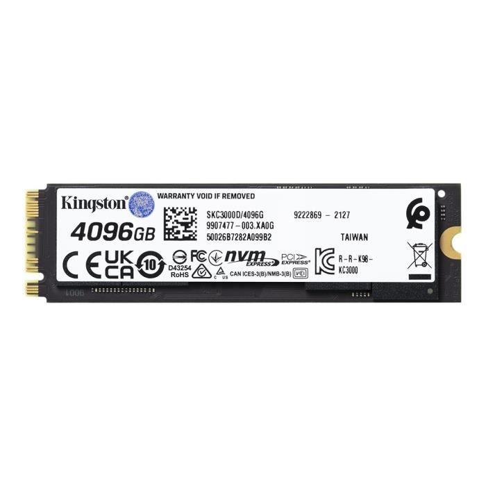 KINGSTON - SSD Interne - KC3000 - 4096Go - M.2 NVMe (SKC3000D/4096G) - Paloma Tech