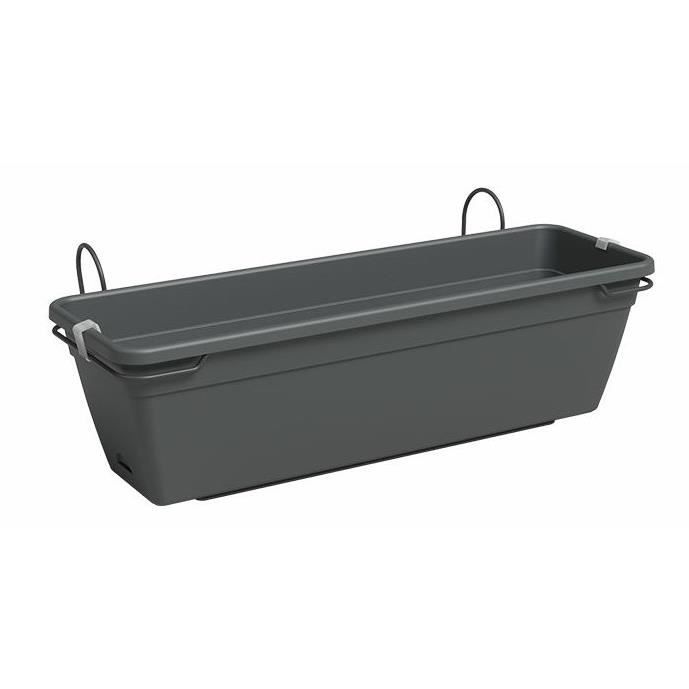 Kit Balcon Jardiniere - Plastique - Anthracite - Rectangulaire - L60 x P20 x H17cm - ARTEVASI ARTEVASI