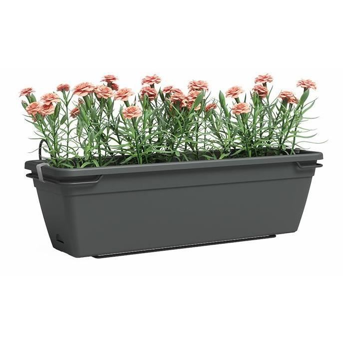 Kit Balcon Jardiniere - Plastique - Anthracite - Rectangulaire - L60 x P20 x H17cm - ARTEVASI ARTEVASI