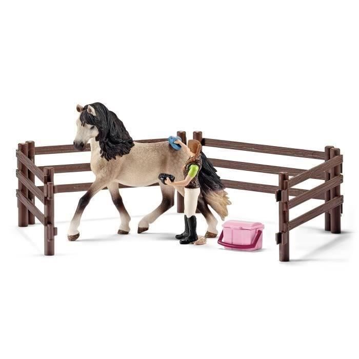 Kit de soin pour chevaux andaloux coffret schleich avec 9 éléments dont 1 cheval schleich inclus coffret figurines