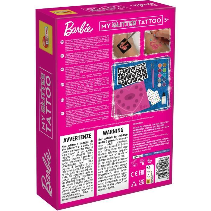 Kit de tatouages pailletés Barbie - LISCIANI GIOCHI - Créez des tatouages colorés et scintillants