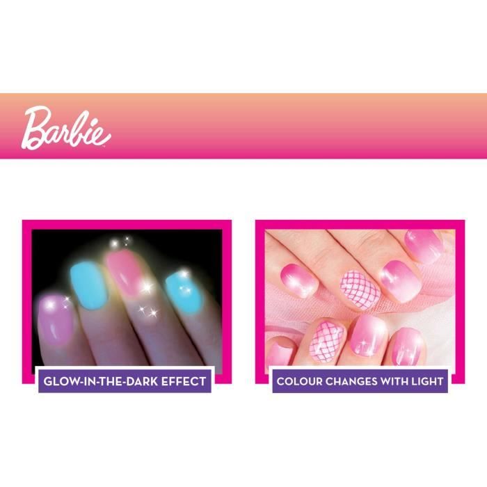 Kit de vernis a ongles Barbie - LISCIANI - Change de couleur et brille dans le noir