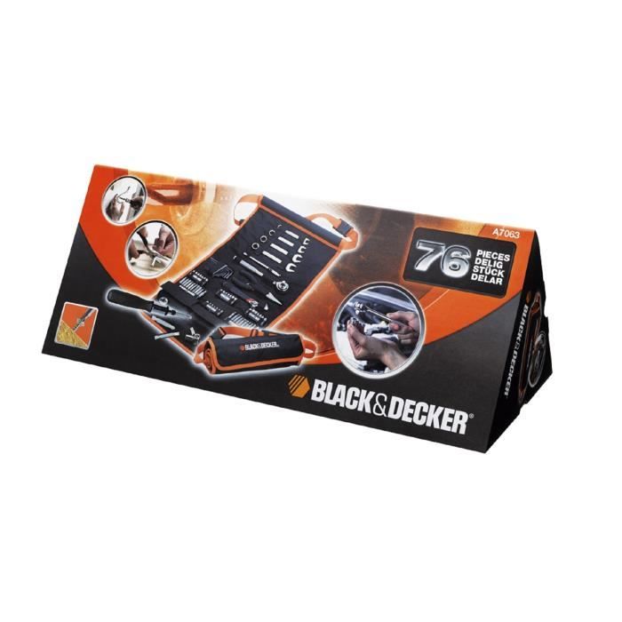 Kit d’outillage (77 pieces) BLACK + DECKER - A7063-QZ (Livré en rangement textile)