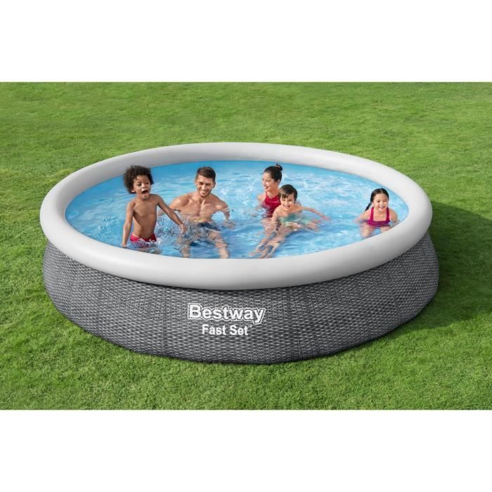 Kit Piscine hors sol autoportante BESTWAY - Fast Set - 366x76cm - Ronde (Livrée avec une pompe et cartouche