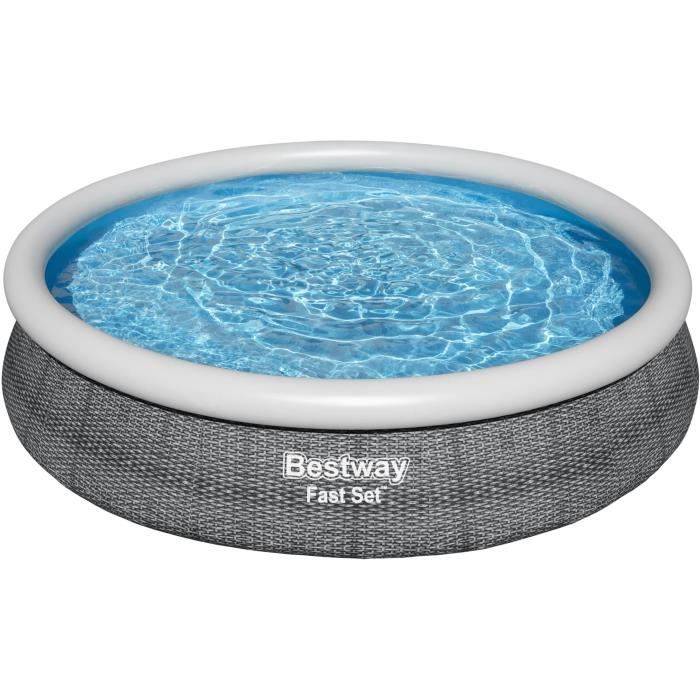 Kit Piscine hors sol autoportante BESTWAY - Fast Set - 366x76cm - Ronde (Livrée avec une pompe et cartouche