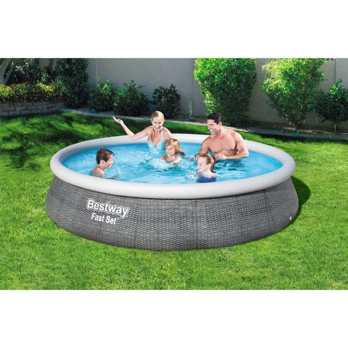 Kit Piscine hors sol autoportante BESTWAY - Fast Set - 396 x 84 cm - Ronde (Livrée avec une pompe de filtration)