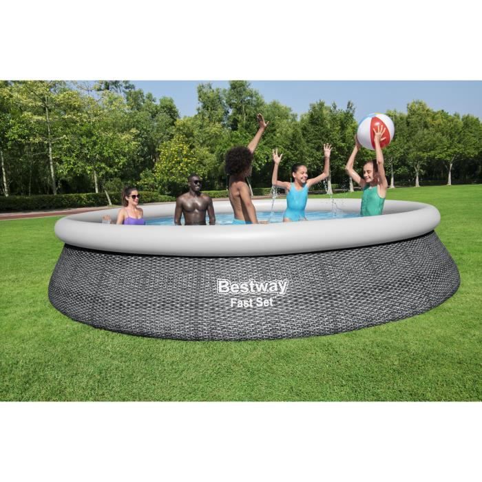 Kit Piscine hors sol autoportante BESTWAY - Fast Set - 457 x 84 cm - Ronde (Livrée avec une pompe et cartouche