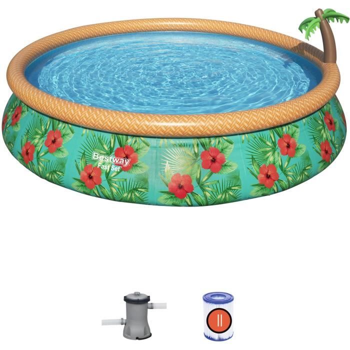 Kit Piscine hors sol autoportante BESTWAY - Fast Set - 457 x 84 cm - Ronde (Livrée avec une pompe de filtration)