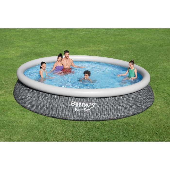 Kit Piscine hors sol autoportante BESTWAY - Fast Set - 457 x 84 cm - Ronde (Livrée avec une pompe et cartouche