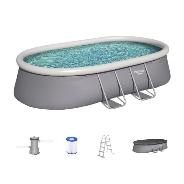 Kit Piscine hors sol autoportante BESTWAY - Fast Set - 488 x 305 x 107cm - Ovale (avec filtre échelle bâche cartouche)