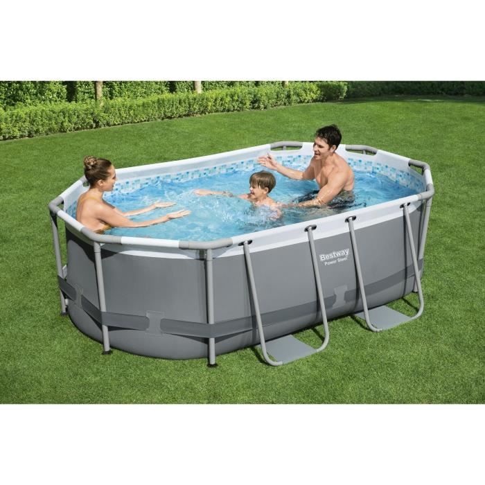 Kit Piscine hors sol tubulaire BESTWAY Power Steel - 305 x 200 x 84 cm - Ovale (Livrée avec pompe de filtration)