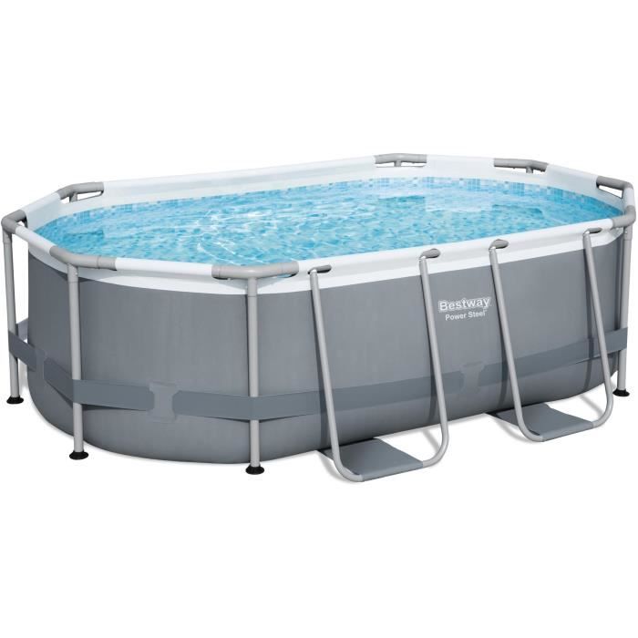 Kit Piscine hors sol tubulaire BESTWAY Power Steel - 305 x 200 x 84 cm - Ovale (Livrée avec pompe de filtration)