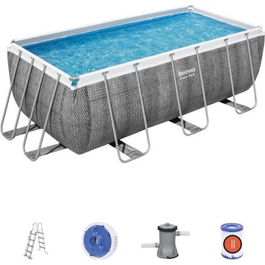 Kit Piscine hors sol tubulaire BESTWAY - Power Steel - 412 x 201 x 122 cm - Rectangulaire (Inclus épurateur