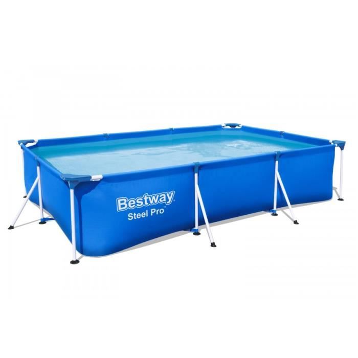 Kit Piscine hors sol tubulaire BESTWAY Steel Pro - 300 x 201 x 66 cm - Rectangulaire (Livrée avec pompe de filtration