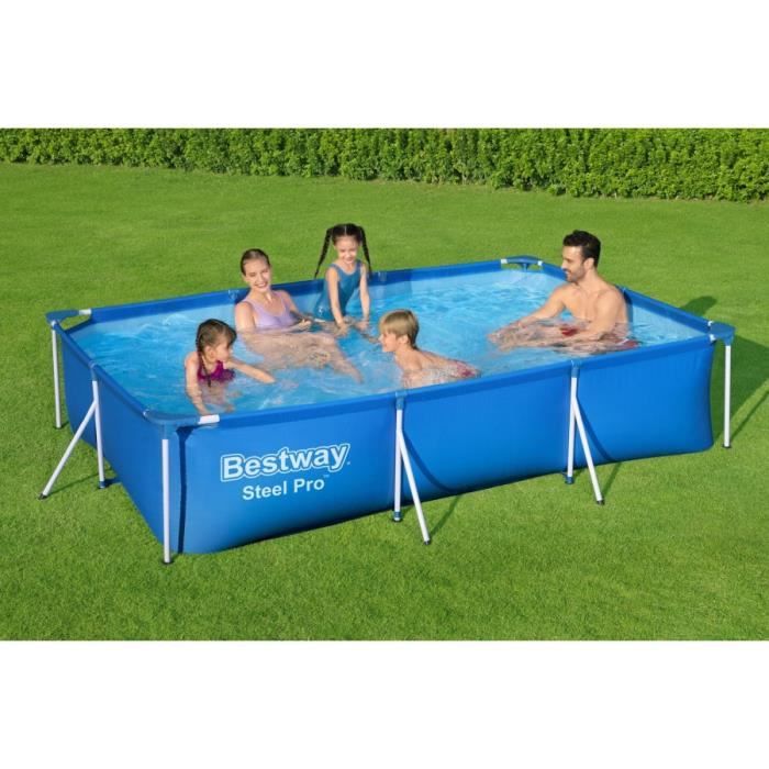 Kit Piscine hors sol tubulaire BESTWAY Steel Pro - 300 x 201 x 66 cm - Rectangulaire (Livrée avec pompe de filtration