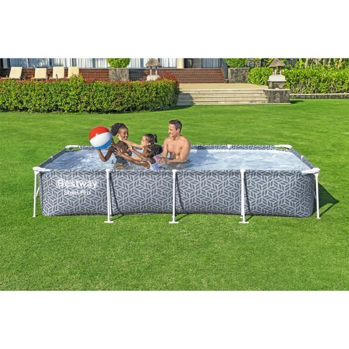 Kit Piscine hors sol tubulaire BESTWAY - Steel Pro - 366 x 201 x 66 cm - Rectangulaire (Inclus épurateur a Cartouche)