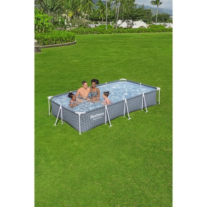 Kit Piscine hors sol tubulaire BESTWAY - Steel Pro - 366 x 201 x 66 cm - Rectangulaire (Inclus épurateur a Cartouche)