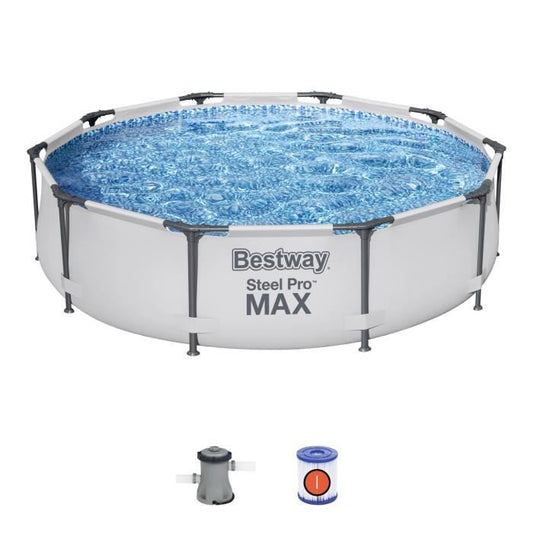 Kit Piscine hors sol tubulaire BESTWAY Steel Pro Max - 305 x 76 cm - Ronde (Avec épurateur a cartouche et pompe