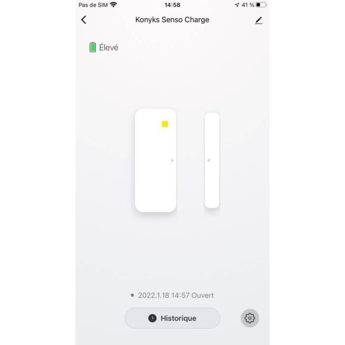 Konyks Senso Charge 2 - Détecteur d’ouverture Wi-Fi sur batterie pour porte et fenetre autonomie 1 an notifications