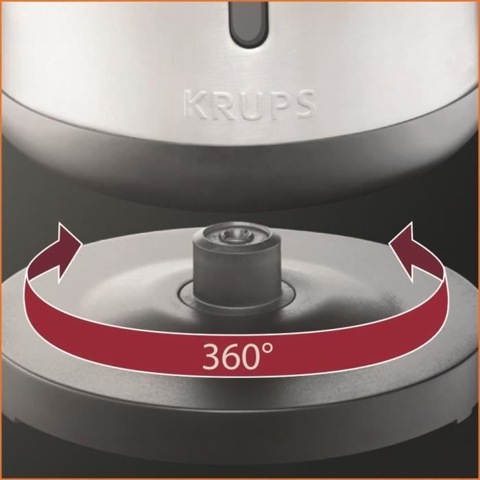 KRUPS Bouilloire électrique sans fil inox, 2400 W, Capacité 1,7 L, Ouverture assistée du couvercle Control Line BW442D10 KRUPS