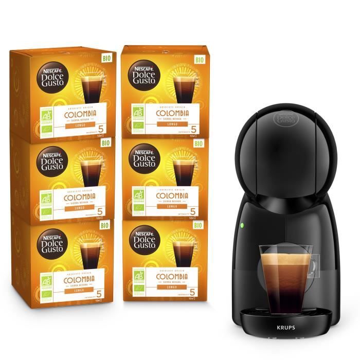 KRUPS Nescafé Dolce Gusto Machine a café + 6 boites de 12 capsules de café Compact Pression 15 bars Mode éco