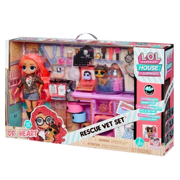 L.O.L. Surprise OMG - Cabinet de Vétérinaire | Rescu Vet Set - Poupée exclusive + 2 animaux et accessoires - Des 4 ans.