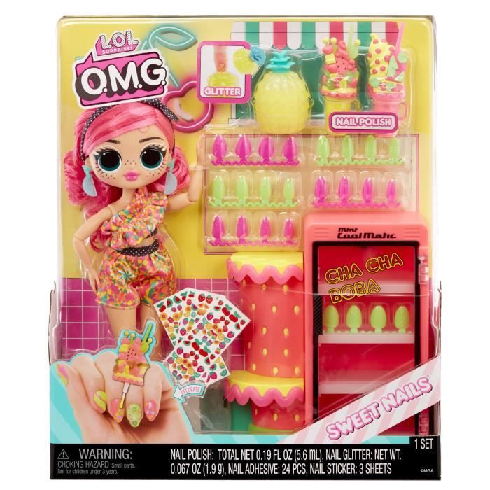 L.O.L. Surprise OMG Sweet Nails - Bar a ongles - Poupée mannequin Pinky Pops Fruit Shop - Theme Fruit - A partir de 4