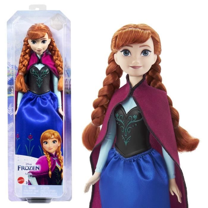 La Reine des Neiges-Anna- Mattel Poupée Disney avec habillage et accessoires HLW49