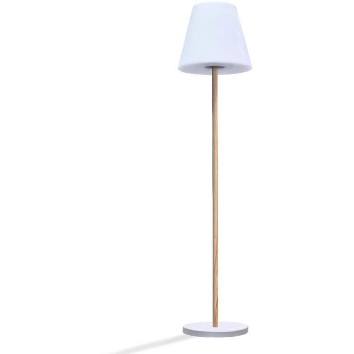 Lampadaire solaire et rechargeable - LUMISKY - STANDY WOOD SOLAR - H150 cm - LED blanc chaud dimmable LUMISKY