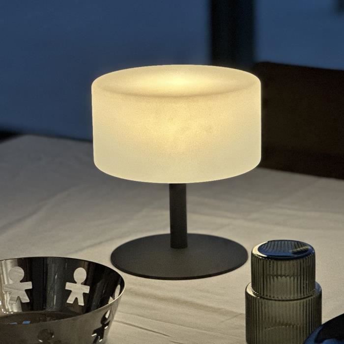 Lampe de table sans fil - LUMISKY - ATLAS Rock - H20 cm - Pied en acier - Gris - LED blanc chaud et blanc LUMISKY